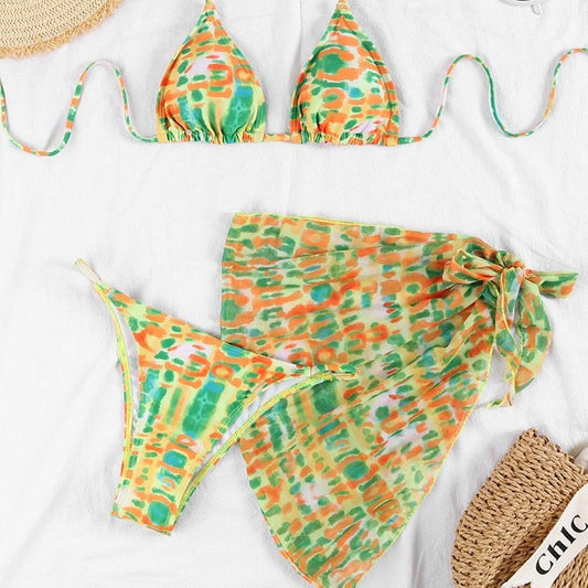 Summer Freshness Printed Halter Bikini Set