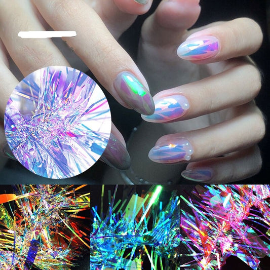 オーロラネイルアートステッカー 割れたガラスネイルホイルペーパー