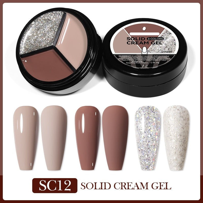 16 Colors Solid Nail Gel Canned Cream Glue