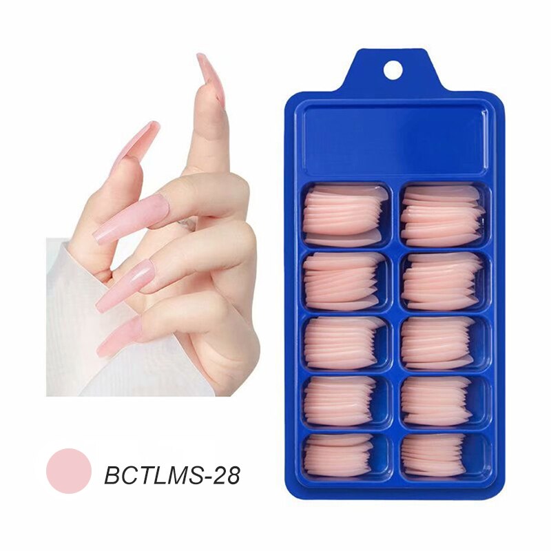 False Coffin Shaped Nails Uniform Color Shiny,