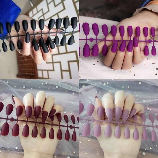 人工マットネイル 取り外し可能なロングネイルアート 24個