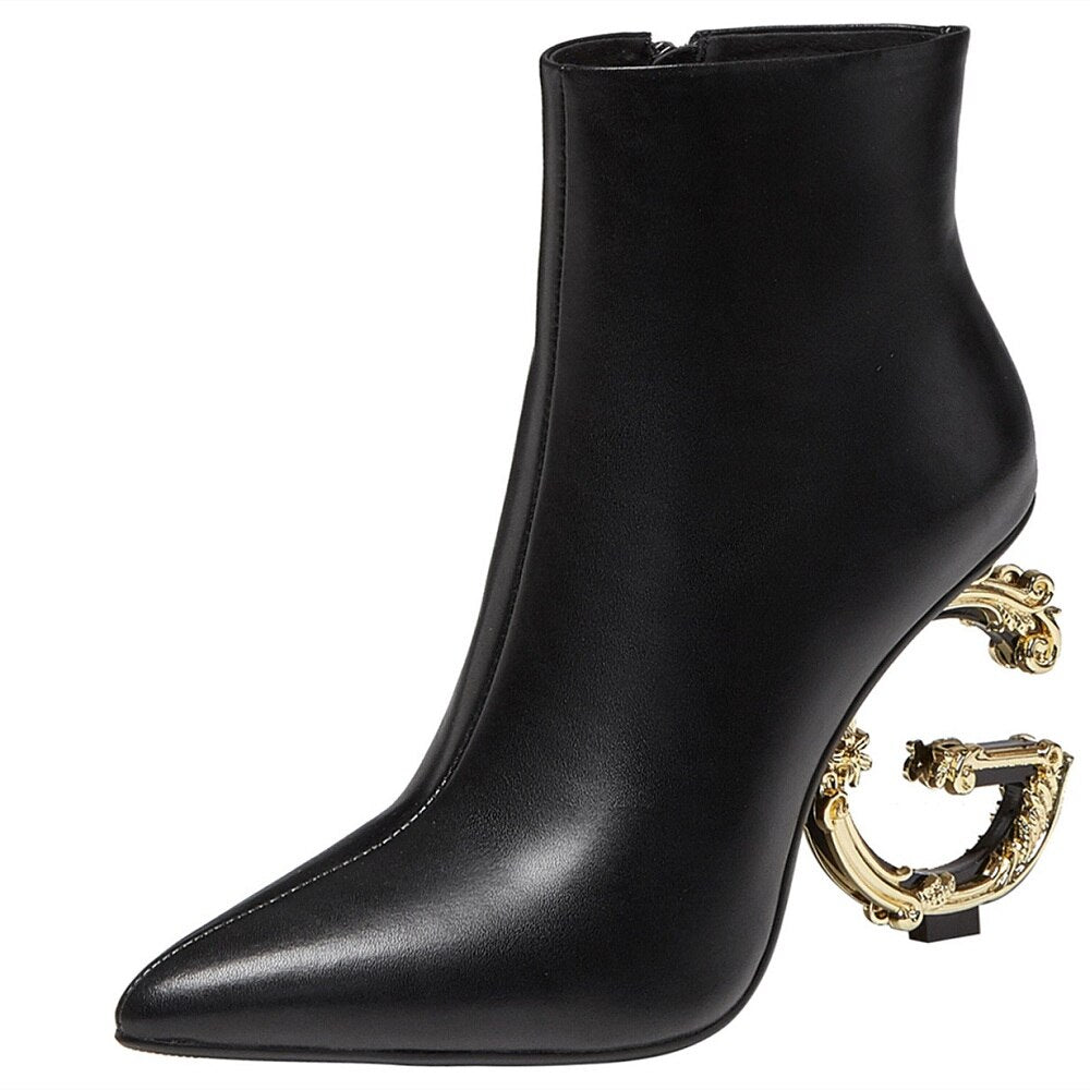 High Heel Leather Sole Women Boots Sharp Tube