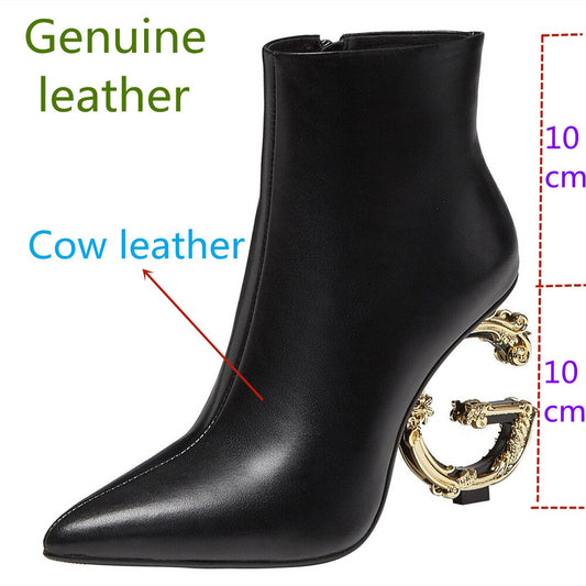 High Heel Leather Sole Women Boots Sharp Tube