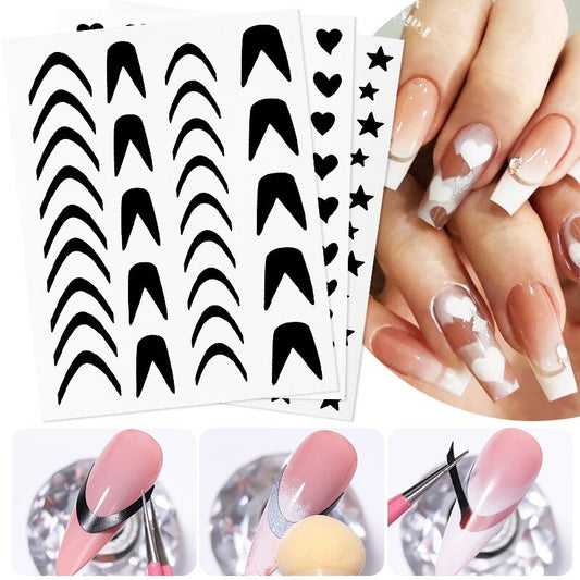 Nail Art Form Fringe Tip Stencil Decals Nail Sticker