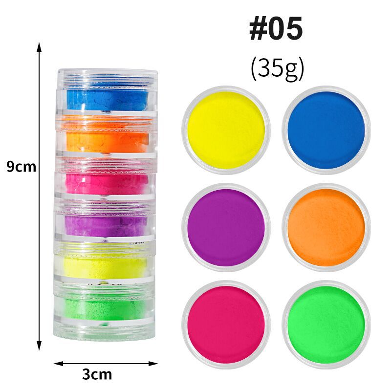 Neon Pigment Powder Fluorescent Nail Glitter Set Shinny