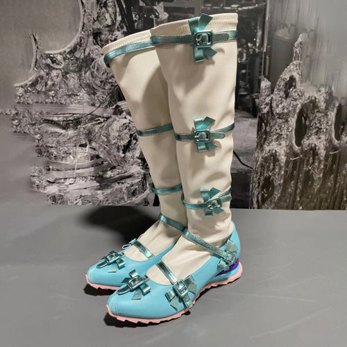 Bow Tie Long Women Sleeve Elastic Slim Boots