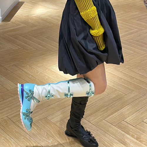 Bow Tie Long Women Sleeve Elastic Slim Boots