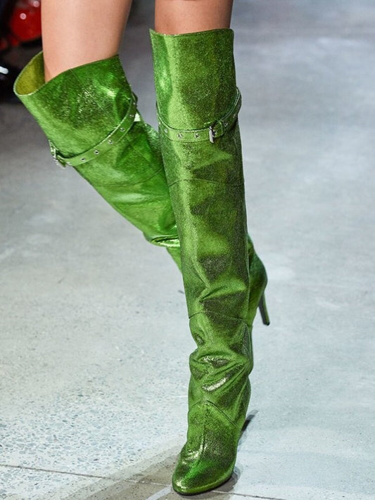 Thigh High Winter Boots Women Shiny Over The Knee