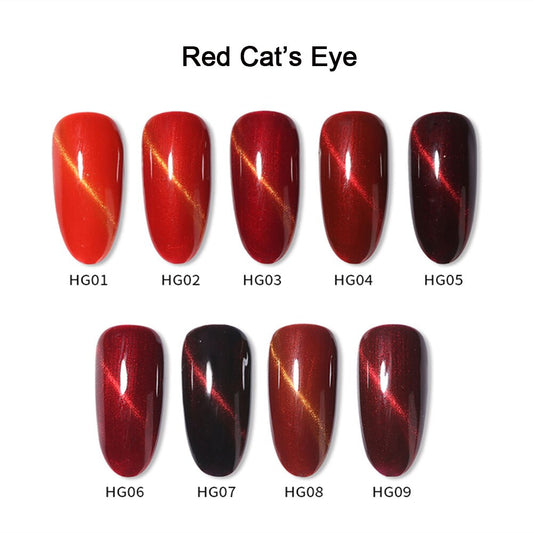 Red Color Cat Eye Gel Nail Polish Magic 3D