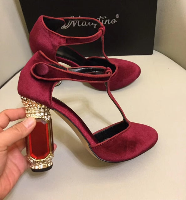 Women Velvet High Heel Wedding Shoe Party Shoe