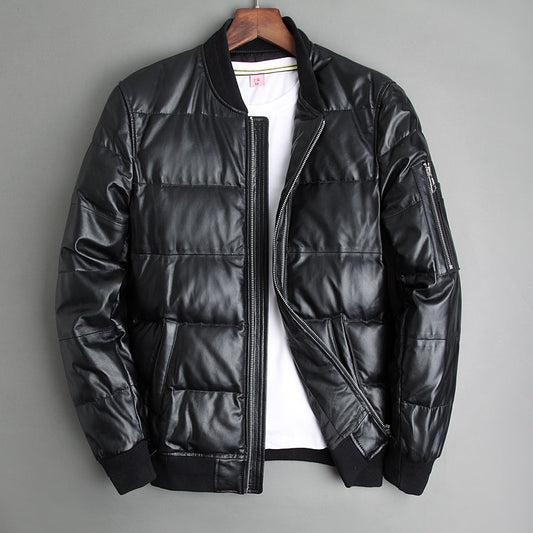 Genuine Leather 90% White Duck Down Coat