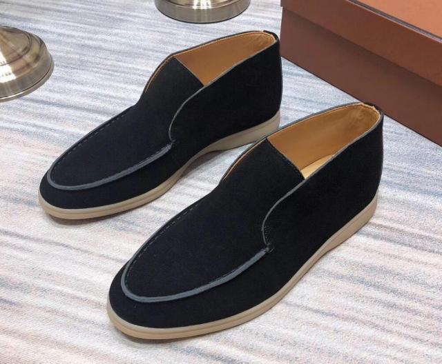 Men Women Flat Slip on Real Suede Leather
