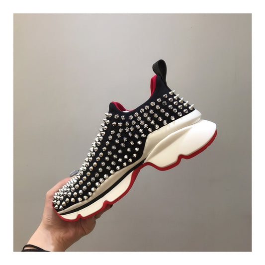 Women Sneakers Shoes Color Rivets Slip-On