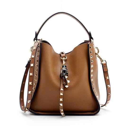 Rivet Style Ladies Hand Bags Genuine Cow Leather