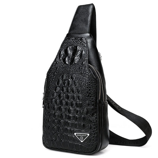 Crocodile Pattern Leather Men's Chest Bags