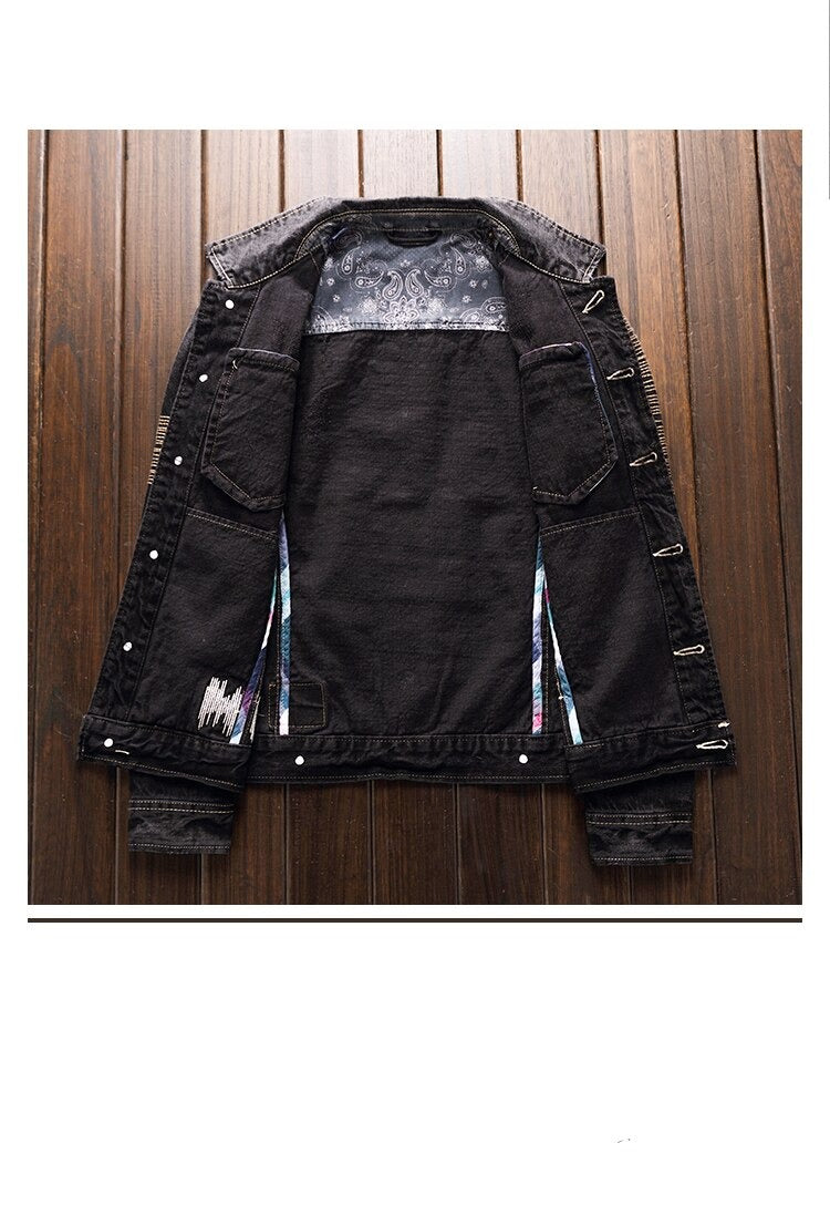 cowboy coat male embroidery slim jacket