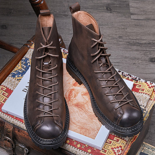 Men's Genuine Leather Retro Ankle Boots