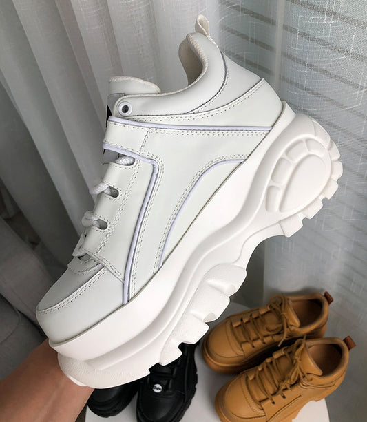 Tennis Women Sneakers Genuine Leather Platform