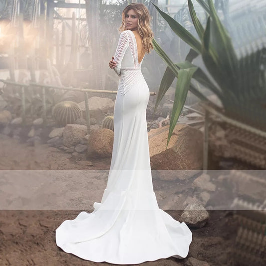 Lace Mermaid Wedding Dresses Train Backless