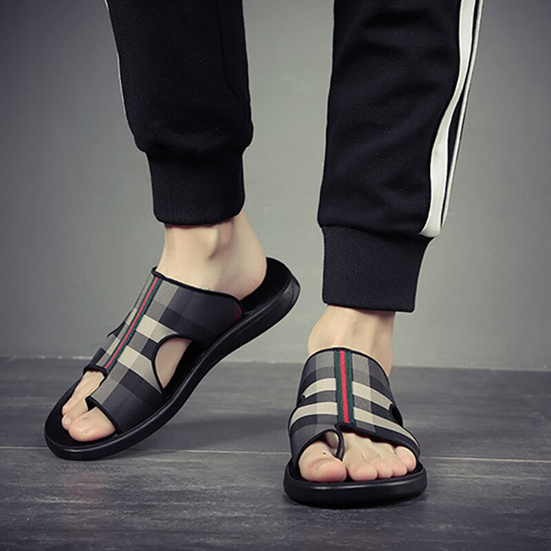 Men Home Flat Sandals Anti-Slip Slippers Beach Shoes