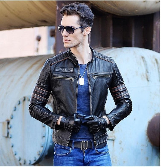 Slim Genuine Leather Popular Biker Jacket