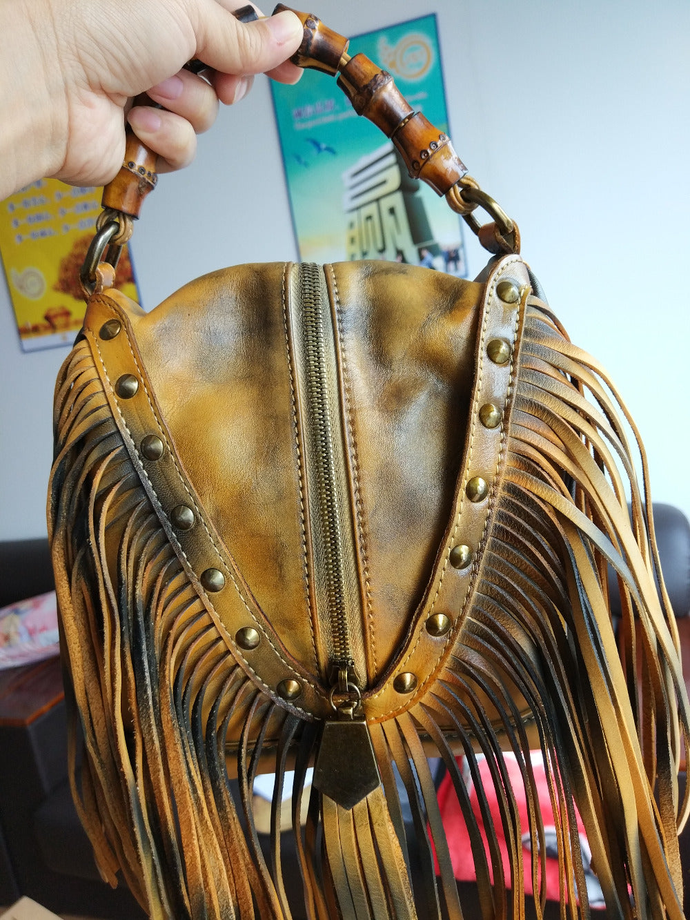 vintage bag first layer of cowhide messenger bag