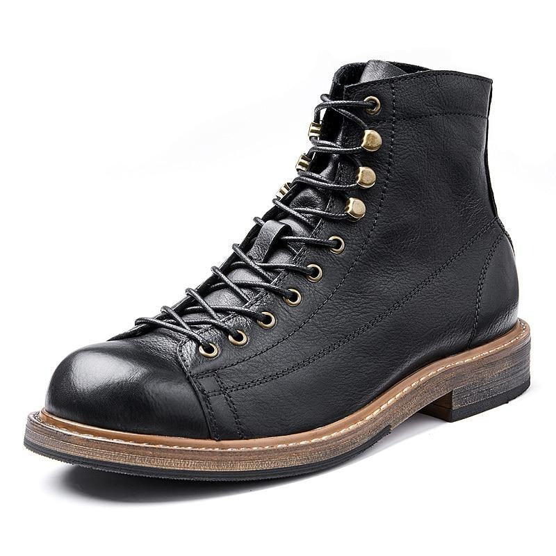 Retro Big Round Toe Men Work Boots British Style