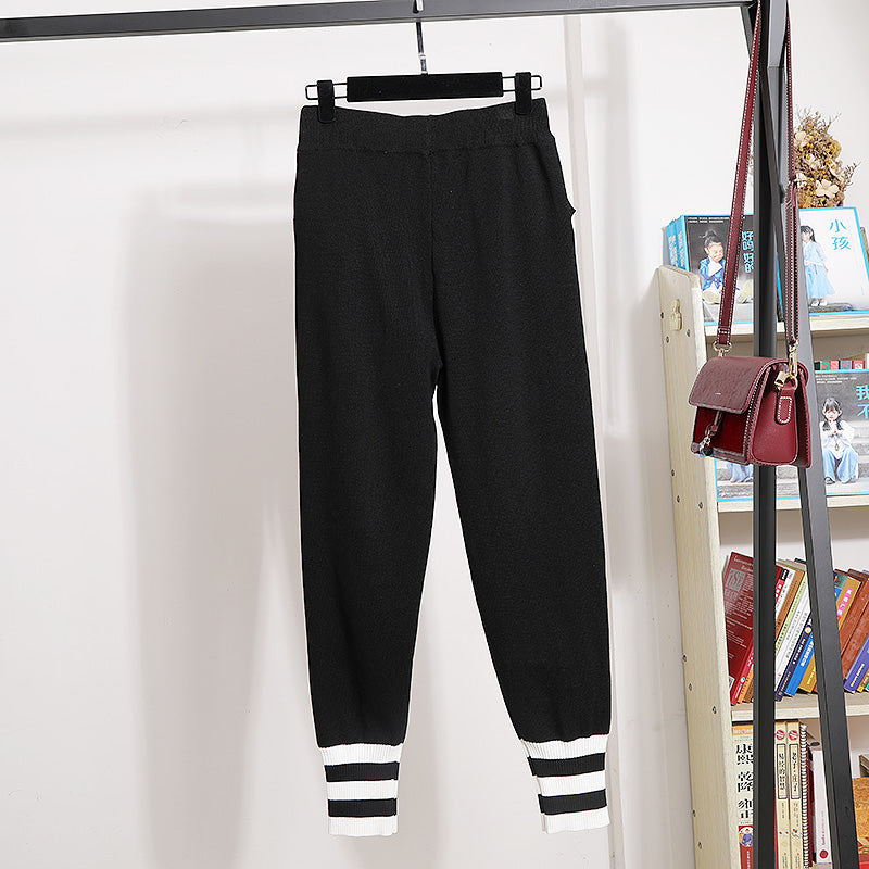 Knitted Pants Set Retro Embroidered Sweater