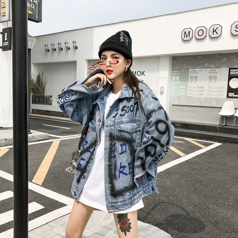 Men Women Denim Jackets Streetwear Rock Vintage