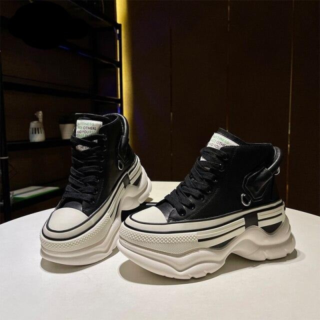 European women Genuine leather platform shoes