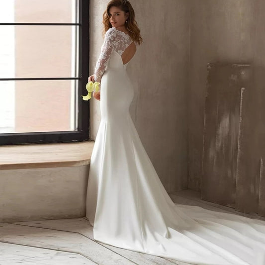 Lace Mermaid Wedding Dresses SweepTrain