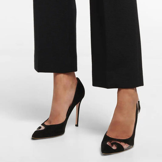 Spring black pointed stiletto high-heeled