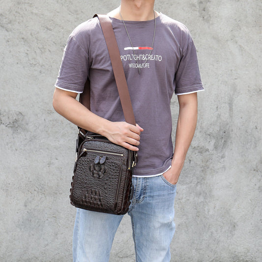 Men Briefcase Bag Genuine Leather Crocodile Pattern