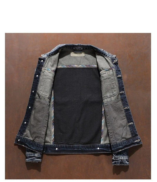 embroidery print casual male jacket vintage