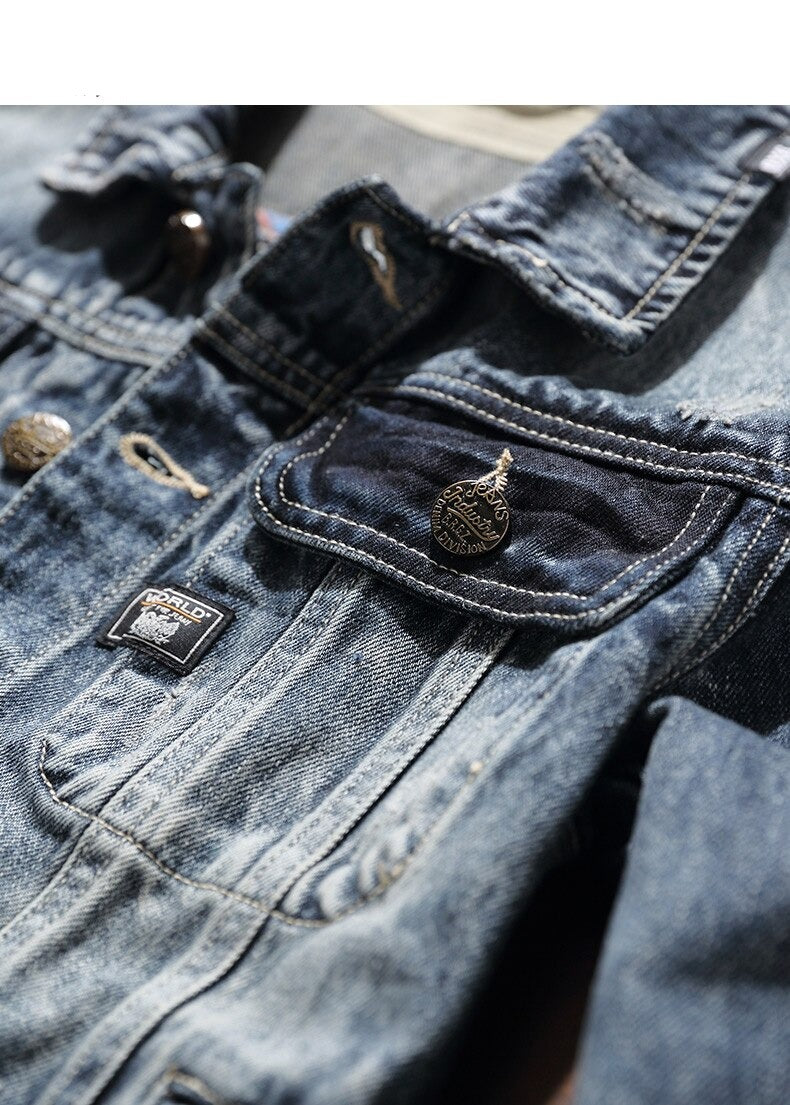 embroidery print casual male jacket vintage