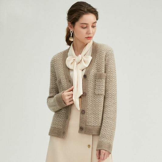 Woman Warm Cardigan Top 100% Cashmere Coat