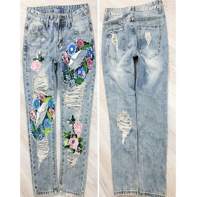 Jeans Women Straight Ankle Length Pockets Loose