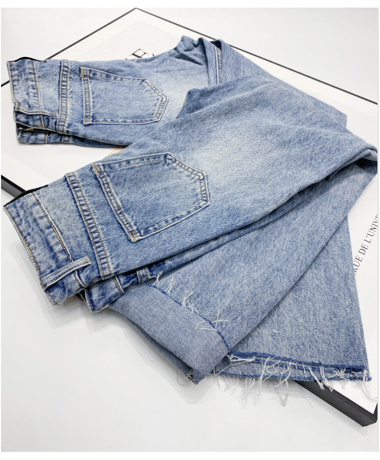 Straight Jeans Women High Waisted Denim Pants