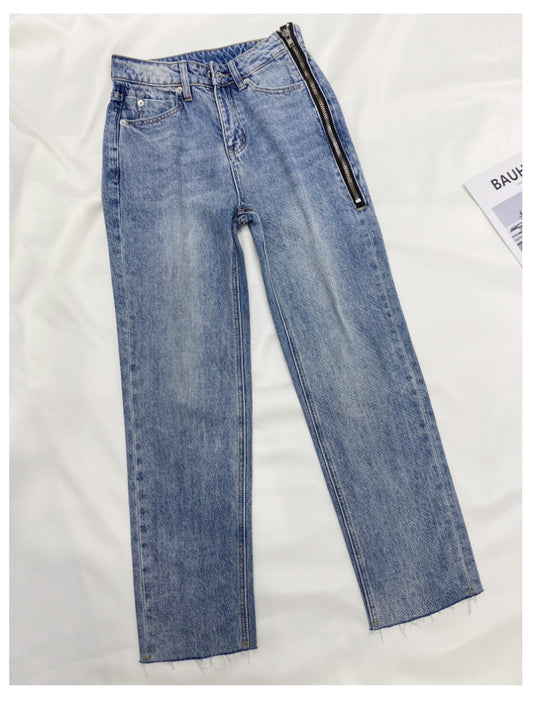 Straight Jeans Women High Waisted Denim Pants