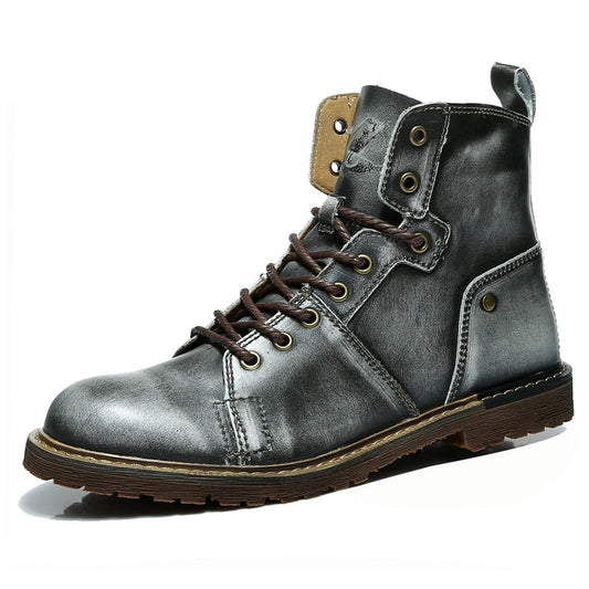 Men Retro Motorcycle Leather Racing Boots