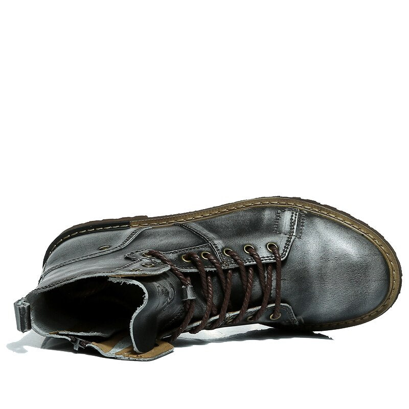 Men Retro Motorcycle Leather Racing Boots