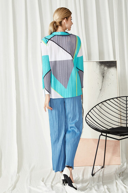 pleated printed jacket female spring and autumn