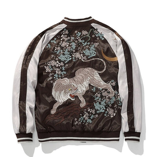 Men Coat Embroidered Tiger Double-faced Cotton Jacket Men