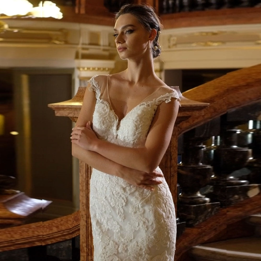 Vestido De Novia Sirena Mermaid Wedding Dress V-Neck Luxury