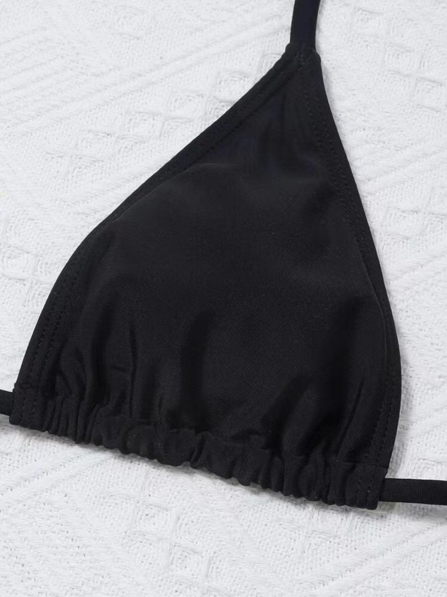 Black Sexy Mesh 4 pieces set Sexy Swimsuit Ruffle