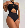 Sexy Cross Bandage Swimwear Halter Hollow Swimsuit Women