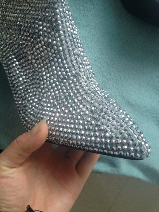 Glitter Rhinestone Drilled knee High Boots Women