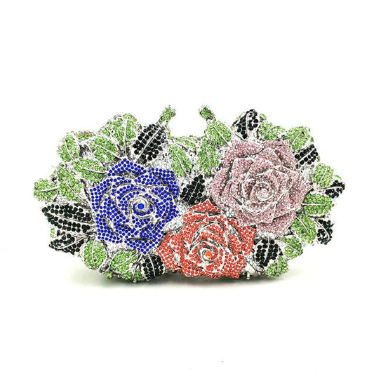 women diamonds flower crystal wallet purses