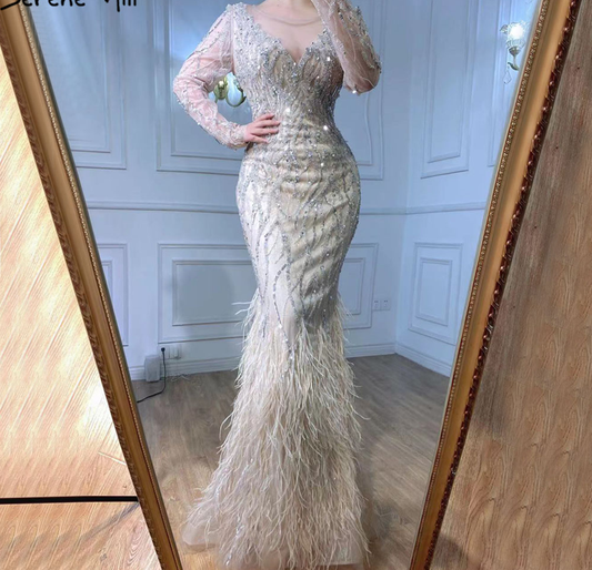 イスラム教徒のヌードメラミド高級イブニングドレス