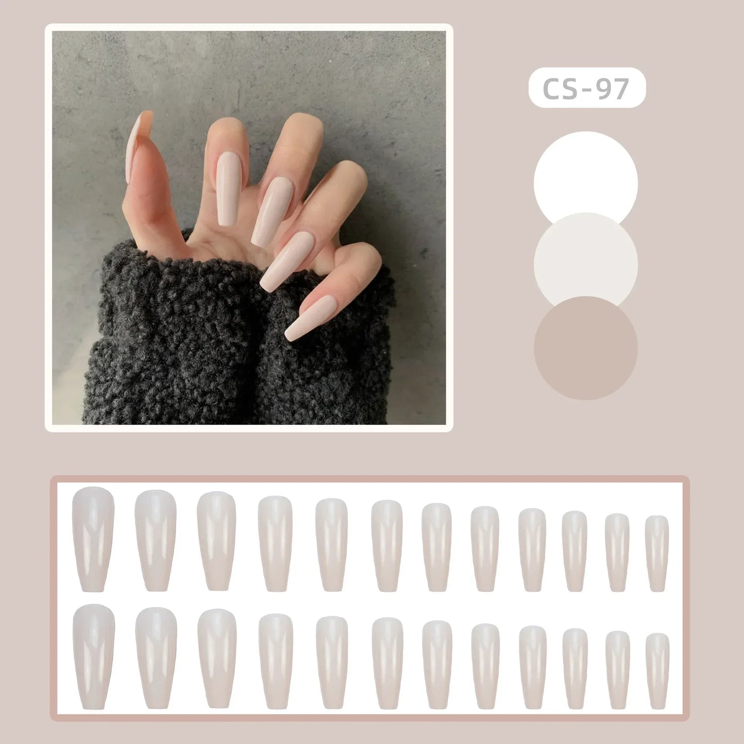 24PC Pure Elegance Single-Tone Press-On Nails